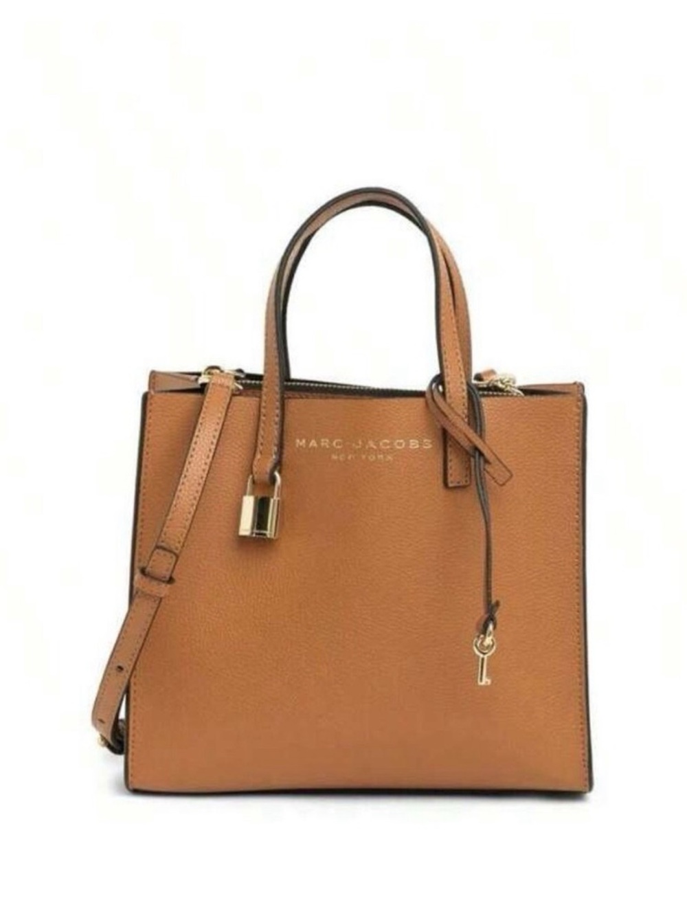 Marc Jacobs Mini Grind Coated Leather Tote in Smoked Almond